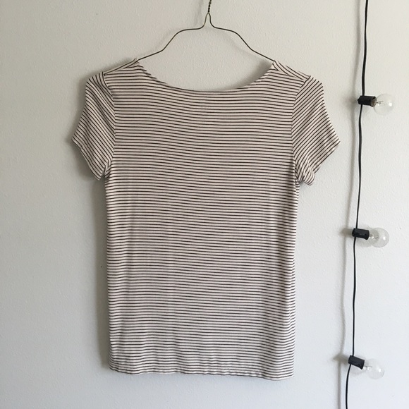 American Eagle Soft and Sexy Striped Lace Up Tee - Picture 2 of 4